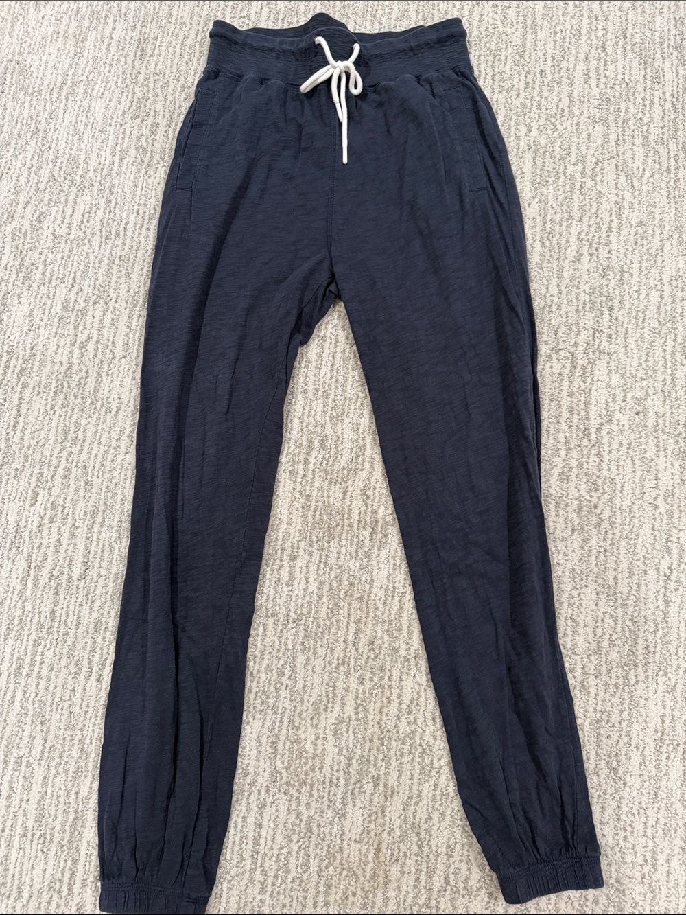 Leallo Womens Navy Drawstring Jogger Pants with Elastic Ankles-